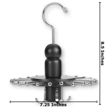 Load image into Gallery viewer, Launch Innovative Products Neil Rotating 8 Belt and 24 Tie Wooden Clothes Hanger - Black Wood - Spinning Closet Organizer for Holding Ties and Belts