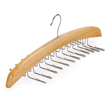 Load image into Gallery viewer, SunTrade Wooden Tie Hanger,24 Tie Organizer Rack Hanger Holder Hook (Beige, 24 Hooks)