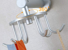 Load image into Gallery viewer, Sunsign Rotating Hook, 6 Hook Rotating Bracket| Wall Hook| for Belt Scarves/Ties/Handbags| Multi-Purpose Rotary Hook (Space Aluminum)