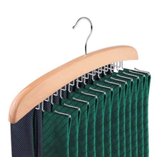 Load image into Gallery viewer, SunTrade Wooden Tie Hanger,24 Tie Organizer Rack Hanger Holder Hook (Beige, 24 Hooks)