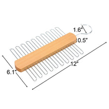 Load image into Gallery viewer, JS HANGER Multifunctional Accessories Hangers for Ties and Belts Natural Beech Wood Close End Teeth Anti-slip Hold up to 20 pcs (2-Pack)