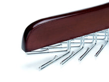 Load image into Gallery viewer, Amber Home Gugertree Wood Multifunctional Accessories Tie Belt Scarf Rack Hanger Holder Hook, Adjustable Clips for 24 Ties, 1-Pack (Chrome Hook)