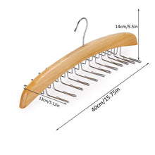 Load image into Gallery viewer, SunTrade Wooden Tie Hanger,24 Tie Organizer Rack Hanger Holder Hook (Beige, 24 Hooks)