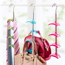 Load image into Gallery viewer, LOUISE MAELYS Rotating Handbag Hanger Rack Closet Organizer for Bag Ties Belt Scarf 4 Hooks Clear