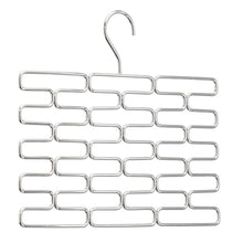 Load image into Gallery viewer, mDesign Metal Closet Over Rod Hanging Clothing and Accessory Organizer for Scarves, Wraps, Tights, Ties - Snag Free Design - 23 Sections, Modern Geometric Wire Design - 2 Pack - Chrome