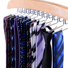 Load image into Gallery viewer, Ohuhu Wooden Tie Hanger Rotating Twirl 24 Ties Organizer Rack Hanger Holder Hook (2-Pack)