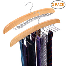Load image into Gallery viewer, Ohuhu Wooden Tie Hanger Rotating Twirl 24 Ties Organizer Rack Hanger Holder Hook (2-Pack)