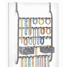 Load image into Gallery viewer, Lynk Over Door Or Wall Mount Jewelry Organizer Rack, Platinum