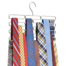 Load image into Gallery viewer, mDesign Metal Closet Over Rod Hanging Clothing and Accessory Organizer for Scarves, Wraps, Tights, Ties - Snag Free Design - 23 Sections, Modern Geometric Wire Design - 2 Pack - Chrome