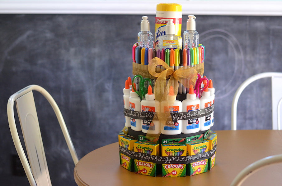 A DIY School Supply “Cake” Makes A Unique Teacher Gift Idea!