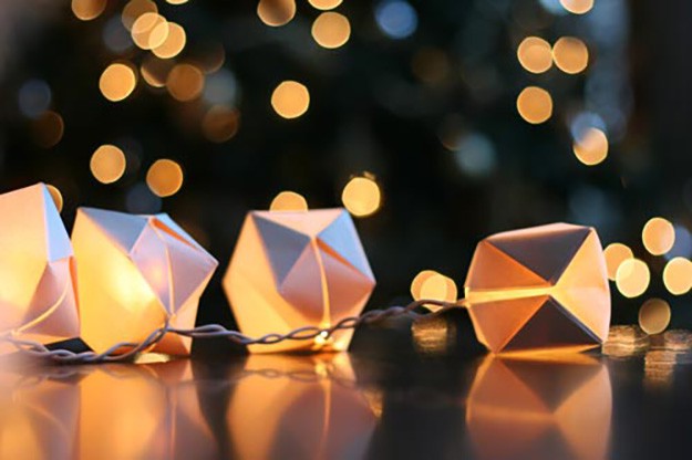 Bedroom String Lights With Origami Paper Lanterns