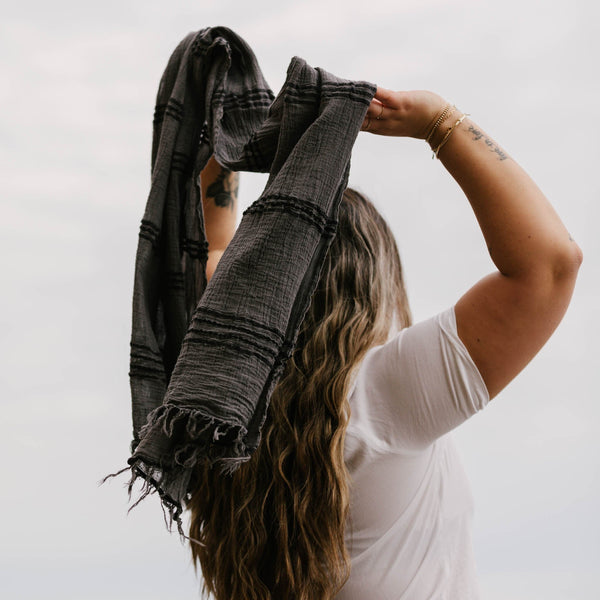 Anthracite Tori Turkish Towel & Scarf