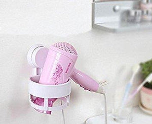 On amazon eluugie hair dryer wall mounted lock suction cup hair dryer holder hair drier storage organizer hair blower holder whtie white