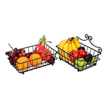 Load image into Gallery viewer, Select nice linkfu 2 tier fruit bread basket removable screwless metal storage basket rack for snack bread fruit vegetables counter table kitchen and home black