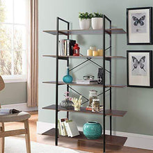 Load image into Gallery viewer, Online shopping cocoarm 5 tier vintage industrial rustic bookshelf wall mountable bookcase in wood and metal ladder shelf for living room or office organizer storage bookshelf