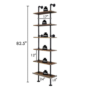 Selection giantex 6 tier industrial pipe shelves with wood rustic wall shelves vintage pipe wall shelf for bedrooms kitchens coffee shops or bar storage pickles wood grain