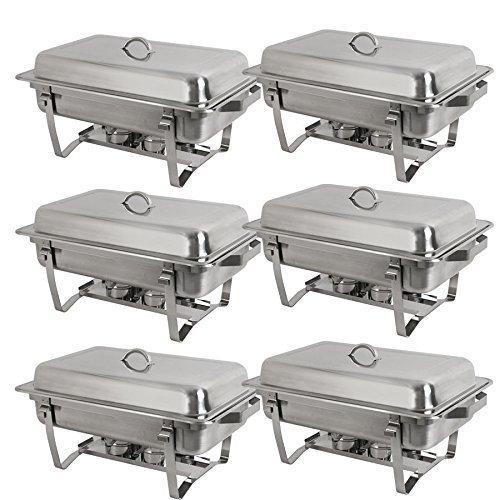 The best super deal 8 qt stainless steel 4 pack full size chafer dish w water pan food pan fuel holder and lid for buffet weddings parties banquets catering events 6