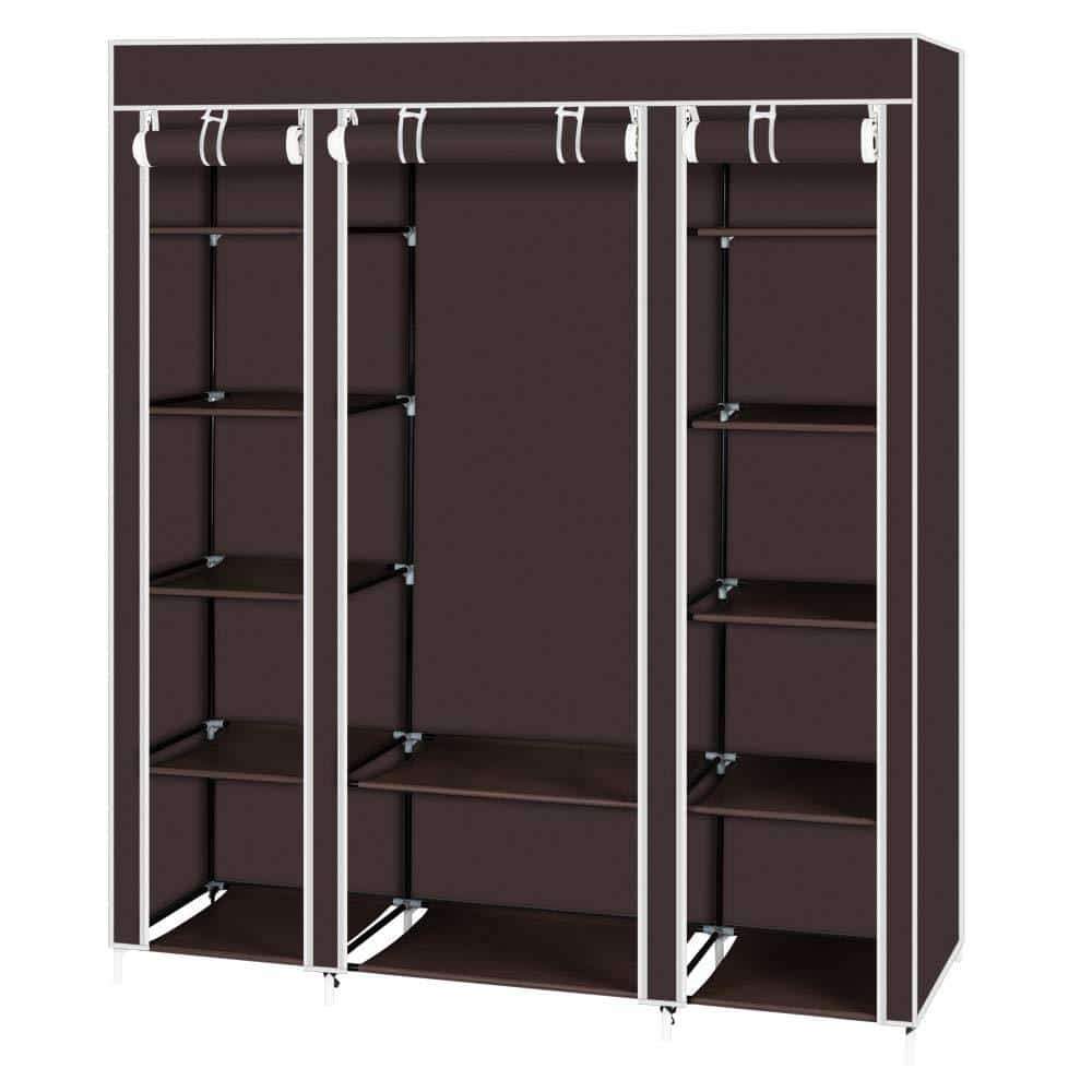 Best seller  amashion 69 5 tier portable clothes closet wardrobe storage organizer with non woven fabric quick and easy to assemble dark brown