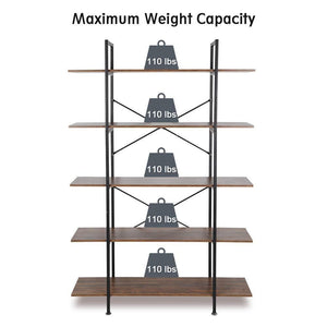 Products cocoarm 5 tier vintage industrial rustic bookshelf wall mountable bookcase in wood and metal ladder shelf for living room or office organizer storage bookshelf