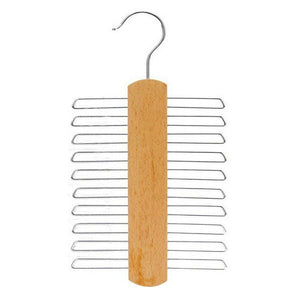 Wooden 20 Bar Tie Rack Hanger - Scarf, Belt, Accessory Organiser