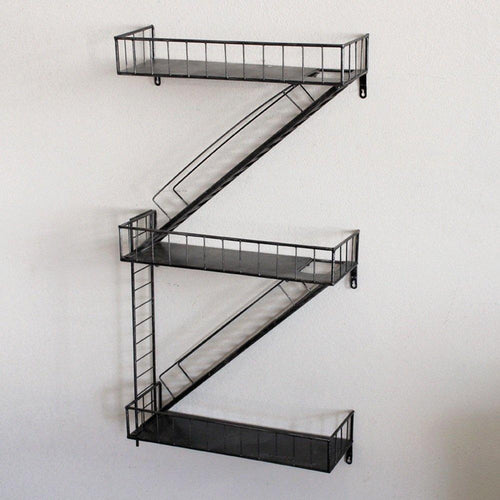 Exclusive qianda wall shelves storage display floating shelf z shape bookshelf iron bar black bookrack coffee shop 3 tiers bookcase commodity shelf flower shelf industrial style