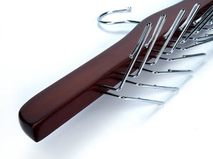 Amber Home Gugertree Wood Multifunctional Accessories Tie Belt Scarf Rack Hanger Holder Hook, Adjustable Clips for 24 Ties, 1-Pack (Chrome Hook)