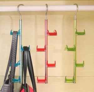 LOUISE MAELYS Rotating Handbag Hanger Rack Closet Organizer for Bag Ties Belt Scarf 4 Hooks Clear