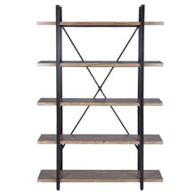Load image into Gallery viewer, Top rated framodo 5 shelf open vintage industrial bookshelf rustic wood and metal 5 tier bookcase for home office organizer and display shelves