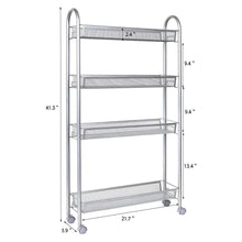 Load image into Gallery viewer, Buy dalilylime 4 tier removable storage cart gap kitchen slim slide out storage tower rack with wheels cupboard with casters silver 4 layers 420s