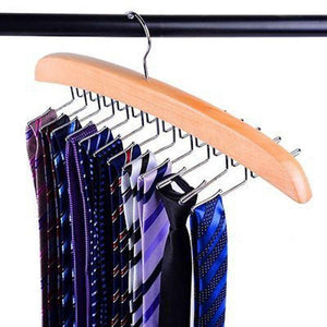 SHSYCER 24 Ties Wooden Tie Hanger Closet Organizer Rotating Twirl Rack Hanger