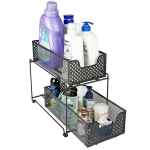 Home 2 tier organizer baskets with mesh sliding drawers ideal cabinet countertop pantry under the sink and desktop organizer for bathroom kitchen office