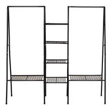 Load image into Gallery viewer, Best metal garment rack heavy duty indoor bedroom clothing hanger with top rod and lower storage shelf clothes rack with 1 tier shelves black