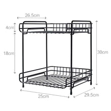 Load image into Gallery viewer, Try aiyoo 2 tier black metal bathroom standing storage organizer countertop kitchen condiment shelf rack for spice cans jars bottle shelf holder rack