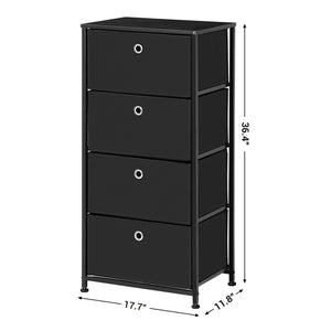 New songmics 4 tier dresser drawer unit cabinet with 4 easy pull fabric drawers storage organizer with metal frame and wooden tabletop for living room closet hallway black ults04h