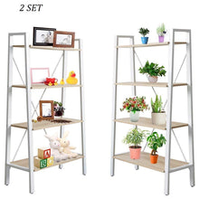 Load image into Gallery viewer, Order now dporticus 2 set 4 tier modern ladder bookshelf free standing open bookcase storage shelf units display stand oak white 31 4 l x13 w x52 5 h