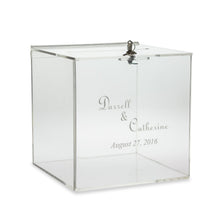 Load image into Gallery viewer, Featured source one personalized custom engraved donation box perfect for weddings parties businesses donations any occasion or celebration 10 x 10 x 10 engraved