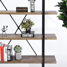 Load image into Gallery viewer, Storage organizer framodo 5 shelf open vintage industrial bookshelf rustic wood and metal 5 tier bookcase for home office organizer and display shelves