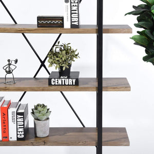 Storage organizer framodo 5 shelf open vintage industrial bookshelf rustic wood and metal 5 tier bookcase for home office organizer and display shelves