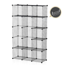 Load image into Gallery viewer, On amazon george danis wire storage cubes metal shelving unit portable closet wardrobe organizer multi use rack modular cubbies black 14 inches depth 3x5 tiers