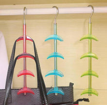Load image into Gallery viewer, LOUISE MAELYS Rotating Handbag Hanger Rack Closet Organizer for Bag Ties Belt Scarf 4 Hooks Clear
