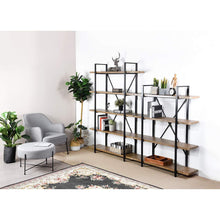 Load image into Gallery viewer, The best framodo 5 shelf open vintage industrial bookshelf rustic wood and metal 5 tier bookcase for home office organizer and display shelves