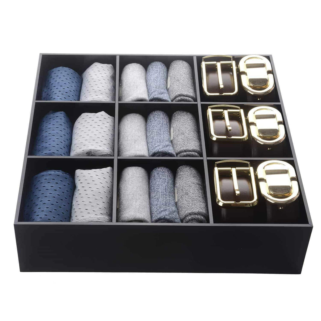 Select nice luxury and stylish acrylic organizer fine and elegant gift keep belts socks ties underwear panties briefs boxers scarves organized drawer divider closet and storage box