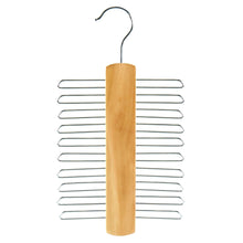 Load image into Gallery viewer, HANGERWORLD Natural Wooden 12inch Tie Rack 20 Bar Hanging Scarf Belt Accessory Hanger Organizer