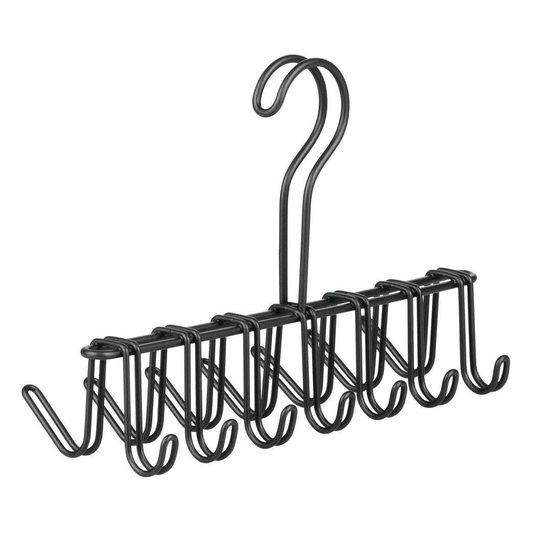 mDesign Over-The-Rod Closet Rack Hanger for Ties, Belts, Scarves � Pack of 2, Matte Black