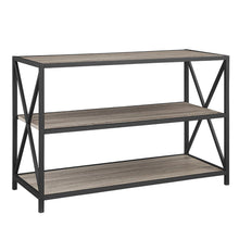 Load image into Gallery viewer, Products we furniture 40 x frame metal wood small media bookshelf short driftwood 3 tier display bookcase organizer 3 shelf entryway table