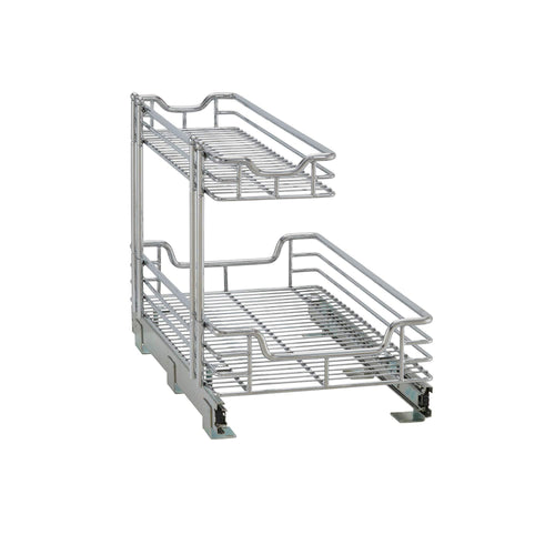 Amazon household essentials c42621 1 glidez 2 tier undersink cabinet organizer pull out shelves for storage 21 in d x 12 2 in w x 15 5 in h chrome wire deep silver