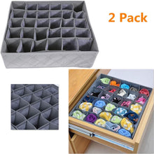 Load image into Gallery viewer, Explore livingbox bamboo charcoal foldable drawer dividers socks organizer 30 cell storage box for storing baby clothes socks underwear handkerchiefs scarf glove ties