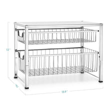 Load image into Gallery viewer, New bextsware under sink cabinet organizer with 2 tier wire grid sliding drawer multi function stackable mesh storage organizer for kitchen counter desktop bathroomchrome