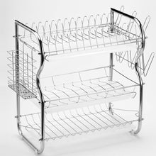 Load image into Gallery viewer, Cheap glotoch dish drying rack 3 tier dish rack with utensil holder cup holder and dish drainer for kitchen counter top plated chrome dish dryer silver 17 2 x 9 5 x 15 inch