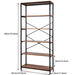 Select nice flyerstoy 5 tier bookcase vintage industrial standing bookshelf wood and metal bookshelves for home and office organizer us stock brown